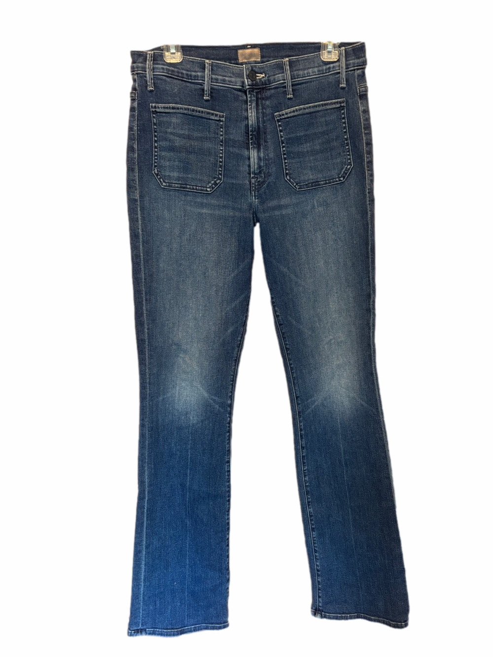 Mother Patch Pocket Straight Leg Denim Jeans in Let's Split Size 31 Inseam 32.5"